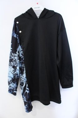 画像1: NieR Clothing / 内側防寒フリースブロッキングPULLOVER PARKA【彼岸花】 パーカー  ブラック×サックス O-25-08-21-095-PU-TO-IG-OS