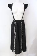 Deary / レース配色サスペンダー付きワイドパンツ M クロ×シロ O-25-08-21-011-LO-PA-IG-OS