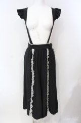 Deary / レース配色サスペンダー付きワイドパンツ M クロ×シロ O-25-08-21-011-LO-PA-IG-OS