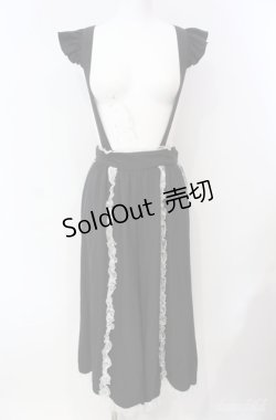 画像1: Deary / レース配色サスペンダー付きワイドパンツ M クロ×シロ O-25-08-21-011-LO-PA-IG-OS