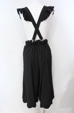 画像2: Deary / レース配色サスペンダー付きワイドパンツ M クロ×シロ O-25-08-21-011-LO-PA-IG-OS
