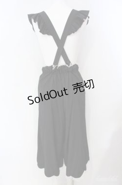 画像2: Deary / レース配色サスペンダー付きワイドパンツ M クロ×シロ O-25-08-21-011-LO-PA-IG-OS