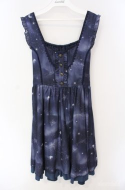 画像1: axes femme / ロマンティック星空ワンピース  ネイビー O-25-08-21-015-AX-OP-IG-OS