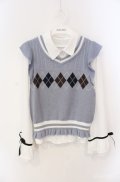 axes femme POETIQUE / アーガイルニットベスト付きブラウス  シロ×サックス O-25-08-21-016-AX-TO-IG-OS