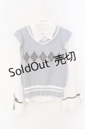 axes femme POETIQUE / アーガイルニットベスト付きブラウス  シロ×サックス O-25-08-21-016-AX-TO-IG-OS
