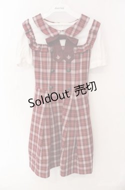 画像1: Secret Honey / スクエアヨークレイヤード風パフワンピース  アカ×シロ O-25-08-21-017-CA-OP-IG-OS