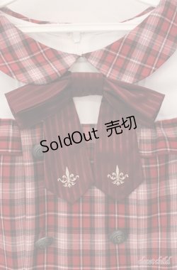 画像2: Secret Honey / スクエアヨークレイヤード風パフワンピース  アカ×シロ O-25-08-21-017-CA-OP-IG-OS