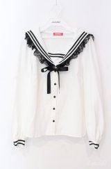MA*RS / セーラーブラウス  シロ×クロ O-25-08-21-019-EL-BL-IG-OS