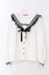 MA*RS / セーラーブラウス  シロ×クロ O-25-08-21-019-EL-BL-IG-OS
