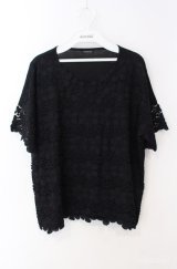 INGEBORG / 花モチーフレースカットソー  クロ O-25-08-21-033-LO-TO-OW-ZI