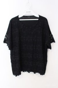 INGEBORG / 花モチーフレースカットソー  クロ O-25-08-21-033-LO-TO-OW-ZI