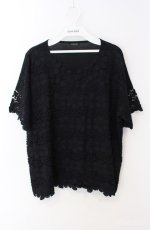 画像1: INGEBORG / 花モチーフレースカットソー  クロ O-25-08-21-033-LO-TO-OW-ZT210 (1)