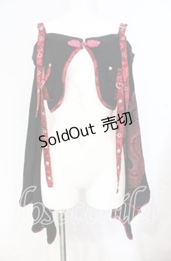 画像1: Qutie Frash / ドラゴンサテンオフショルショートボレロ  ブラック×レッド O-25-08-23-037-QU-TO-OW-OS