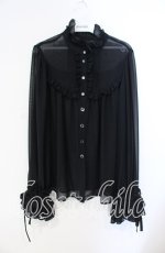 画像1: Enchantlic Enchantilly / シャンテリー フリル ブラウス  クロ O-25-08-23-041-LO-BL-IG-OS (1)