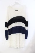 INGEBORG / ボーダーサマーニット 9号 オフ×クロ×ネイビー O-25-08-23-046-LO-TO-OW-OS
