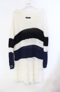 INGEBORG / ボーダーサマーニット 9号 オフ×クロ×ネイビー O-25-08-23-046-LO-TO-OW-OS