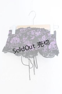 Qutie Frash / 和柄サテンコルセット  ブラック×パープル O-25-08-23-047-QU-TO-OW-OS