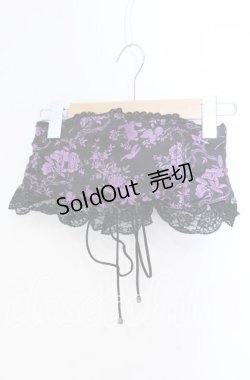画像1: Qutie Frash / 和柄サテンコルセット  ブラック×パープル O-25-08-23-047-QU-TO-OW-OS