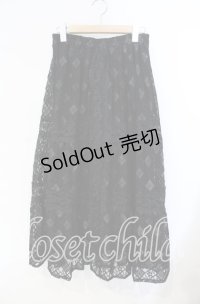 axes femme / 総レースティアードスカート M クロ O-25-08-23-052-AX-SK-OW-OS