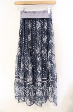 画像2: axes femme / フラワープリントレーススカート F アオ O-25-08-23-056-AX-SK-OW-OS