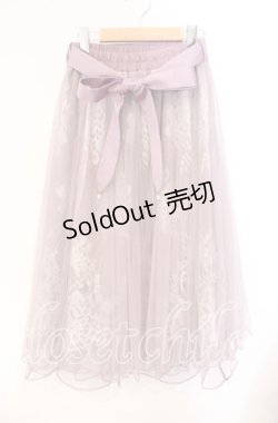 画像1: axes femme POETIQUE / リボン付レース×チュールスカート M ピンク O-25-08-23-057-AX-SK-OW-OS