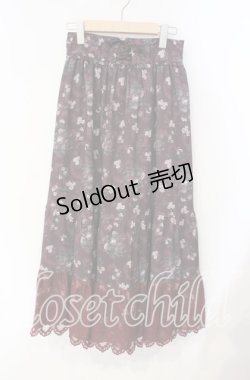 画像1: axes femme / ミュルーズ染織美術館コラボ/フェザー×フラワー柄スカート M ワイン O-25-08-23-058-AX-SK-OW-ZT089