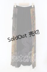 Qutie Frash / ドラゴンptちりめんロングスカート  ブラック O-25-08-23-062-QU-SK-OW-OS