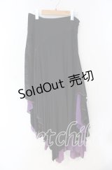 Qutie Frash / ネット切り替えアシンメトリーロングスカート  ブラック×パープル O-25-08-23-063-QU-SK-OW-OS