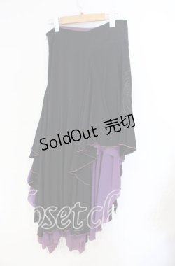 画像2: Qutie Frash / ネット切り替えアシンメトリーロングスカート  ブラック×パープル O-25-08-23-063-QU-SK-OW-OS