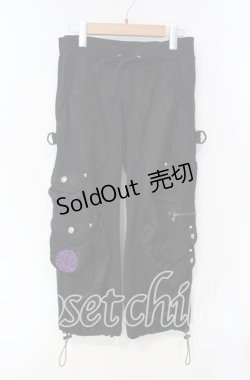 画像1: Qutie Frash / ドラゴンptカーゴパンツ  ブラック×パープル O-25-08-23-065-QU-PA-OW-OS