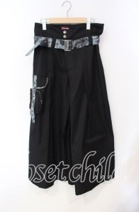 Qutie Frash / ジャガードサテン配色袴風パンツ  ブラック×サックス O-25-08-23-069-QU-PA-OW-OS