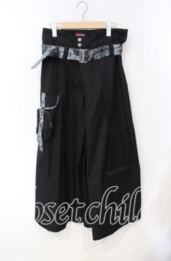 画像1: Qutie Frash / ジャガードサテン配色袴風パンツ  ブラック×サックス O-25-08-23-069-QU-PA-OW-OS
