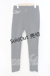 axes femme / レースデザインデニムパギンス S インディゴ O-25-08-23-071-AX-PA-OW-ZT507