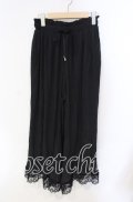 axes femme / 裾レース楊柳ワイドパンツ F クロ O-25-08-23-072-AX-PA-OW-OS