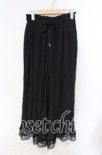 axes femme / 裾レース楊柳ワイドパンツ F クロ O-25-08-23-072-AX-PA-OW-OS