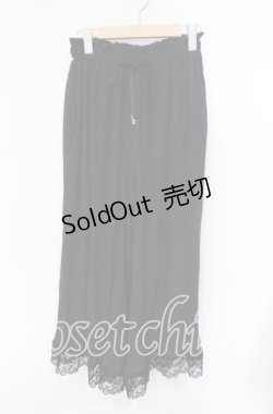 画像1: axes femme / 裾レース楊柳ワイドパンツ F クロ O-25-08-23-072-AX-PA-OW-ZT509