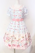 axes femme kawaii / mikko illustration × axes femme KAWAII ダイナーカフェワンピース M サックス O-25-08-23-1009-AX-OP-OW-OS