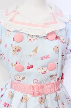 画像2: axes femme kawaii / mikko illustration × axes femme KAWAII ダイナーカフェワンピース M サックス O-25-08-23-1009-AX-OP-OW-OS