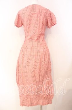 画像4: PINK HOUSE / シャーリング切り替えチェックワンピース  ピンク O-25-08-23-1001-LO-OP-OW-OS