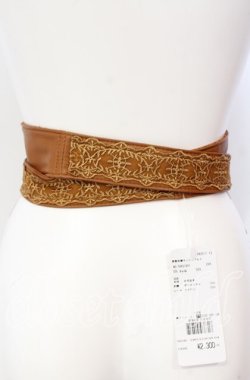 画像3: axes femme / 薔薇刺繍サッシュベルト  キャメル O-25-08-23-1010-AX-ZA-IG-OS