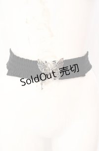 axes femme / 蝶と鍵ゴムベルト  シルバー×クロ O-25-08-23-1012-AX-ZA-IG-ZT434-F005