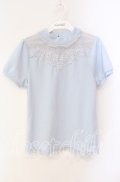 axes femme / ボトルネックリブカットソー M サックス O-25-08-23-1014-AX-TO-OW-OS