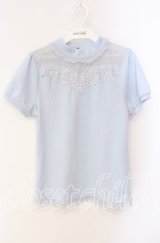 axes femme / ボトルネックリブカットソー M サックス O-25-08-23-1014-AX-TO-OW-OS