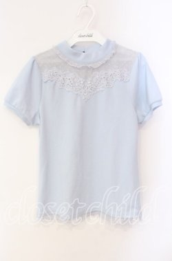 画像1: axes femme / ボトルネックリブカットソー M サックス O-25-08-23-1014-AX-TO-OW-OS