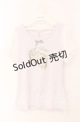 Ank Rouge / ねこptパフスリーブカットソー  ラベンダー O-25-08-23-1017-CA-TO-OW-OS