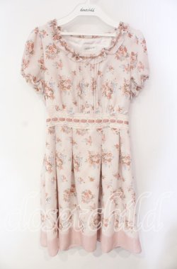 画像1: LODISPOTTO / はしごレース花柄チェックワンピース M ピンク O-25-08-23-1022-LO-OP-OW-OS