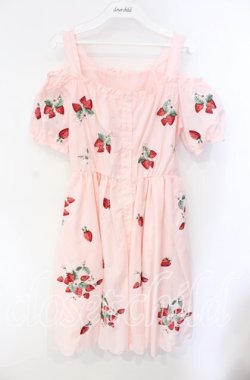 画像1: Ank Rouge / ストロベリー刺繍ワンピース M ピンク O-25-08-23-1023-CA-OP-OW-OS