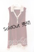 axes femme / カメオ使いニットノースリチュニ M ワイン O-25-08-23-1026-AX-TO-OW-OS