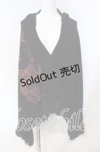 Qutie Frash / フードポンチョ  ブラック×レッド O-25-08-23-008-QU-TO-OW-OS