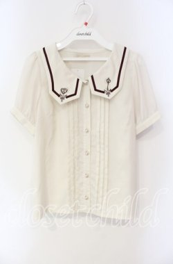画像1: axes femme POETIQUE / メルヘン刺繍レースタイ付ブラウス S キナリ O-25-08-23-086-AX-BL-OW-OS